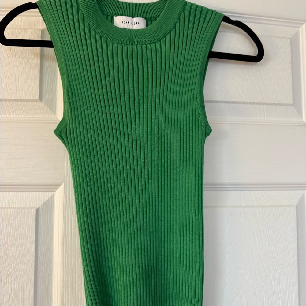 John + Jenn Vibrant Green Ribbed Knit Top
